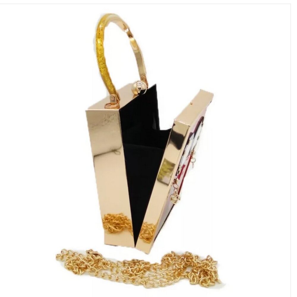 NWT Applique face Acrylic clutch/crossbody bag - Picture 5 of 13